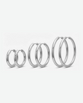 3-pakke hoops - sølvfarvet 10/16/25mm